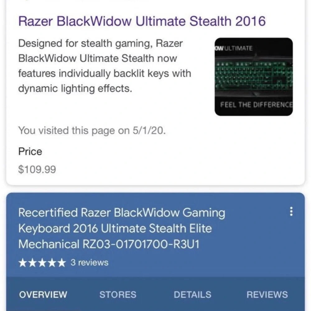 Razer BLACKWIDOW ULTIMATE Keyboard 2016 limited edition
